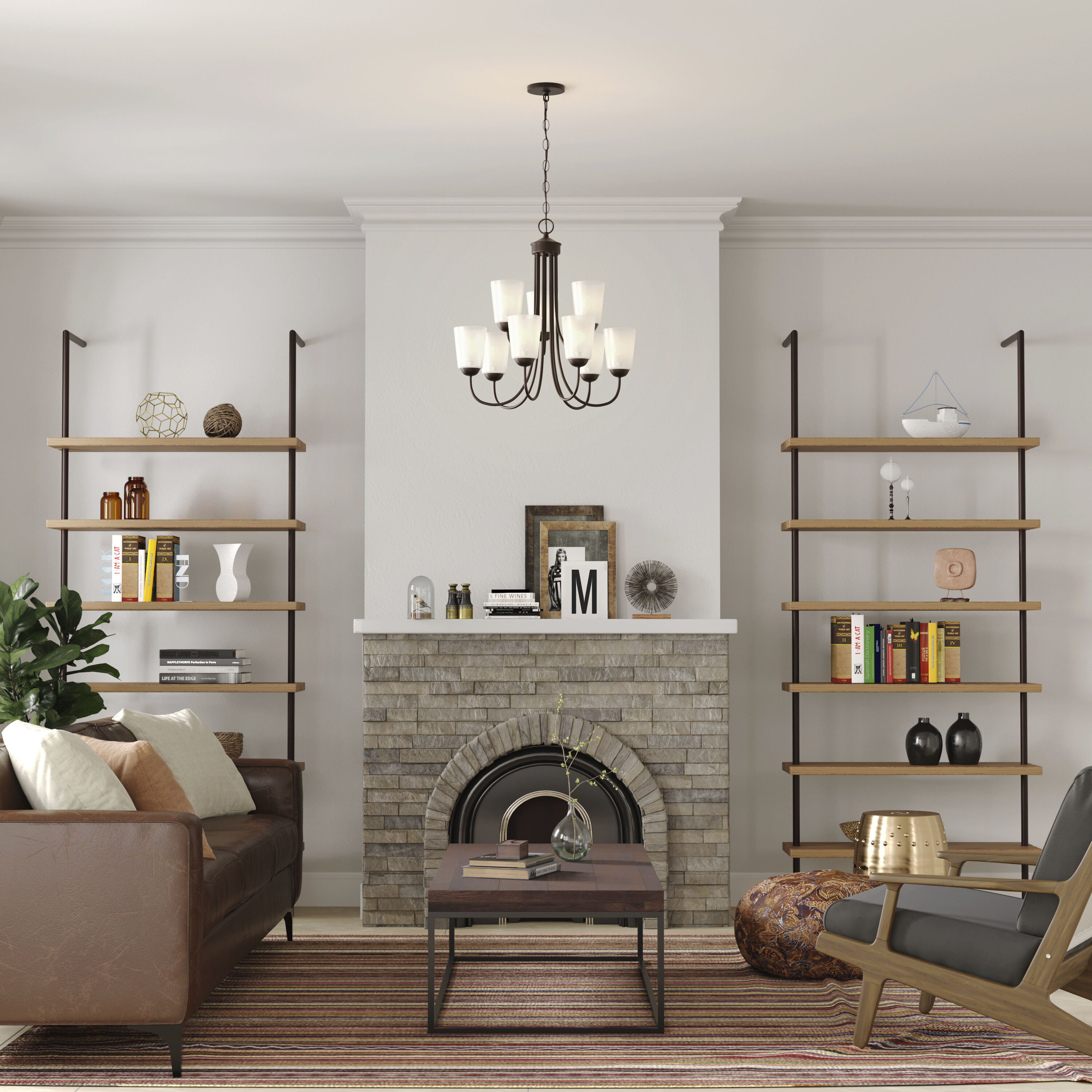 Ivey Lake 9 Light 25.25 inch Rubbed Bronze Chandelier Ceiling Light